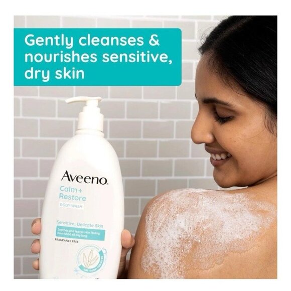 Aveeno Calm + Restore Daily Body Wash for Sensitive, Delicate Skin, 18OZ X 3pcs - Picture 3 of 7